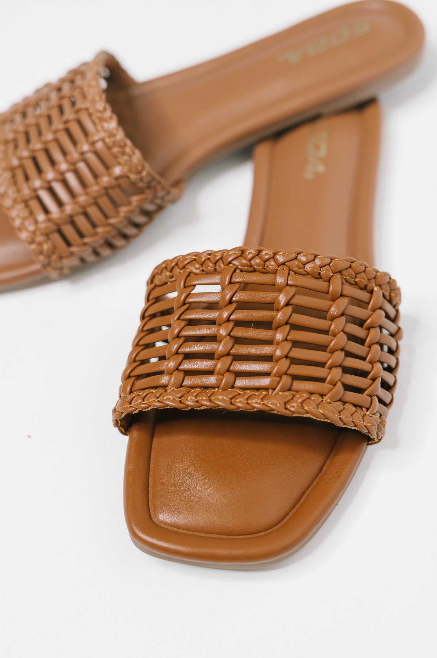 Stair Cognac Woven Slip On Sandal