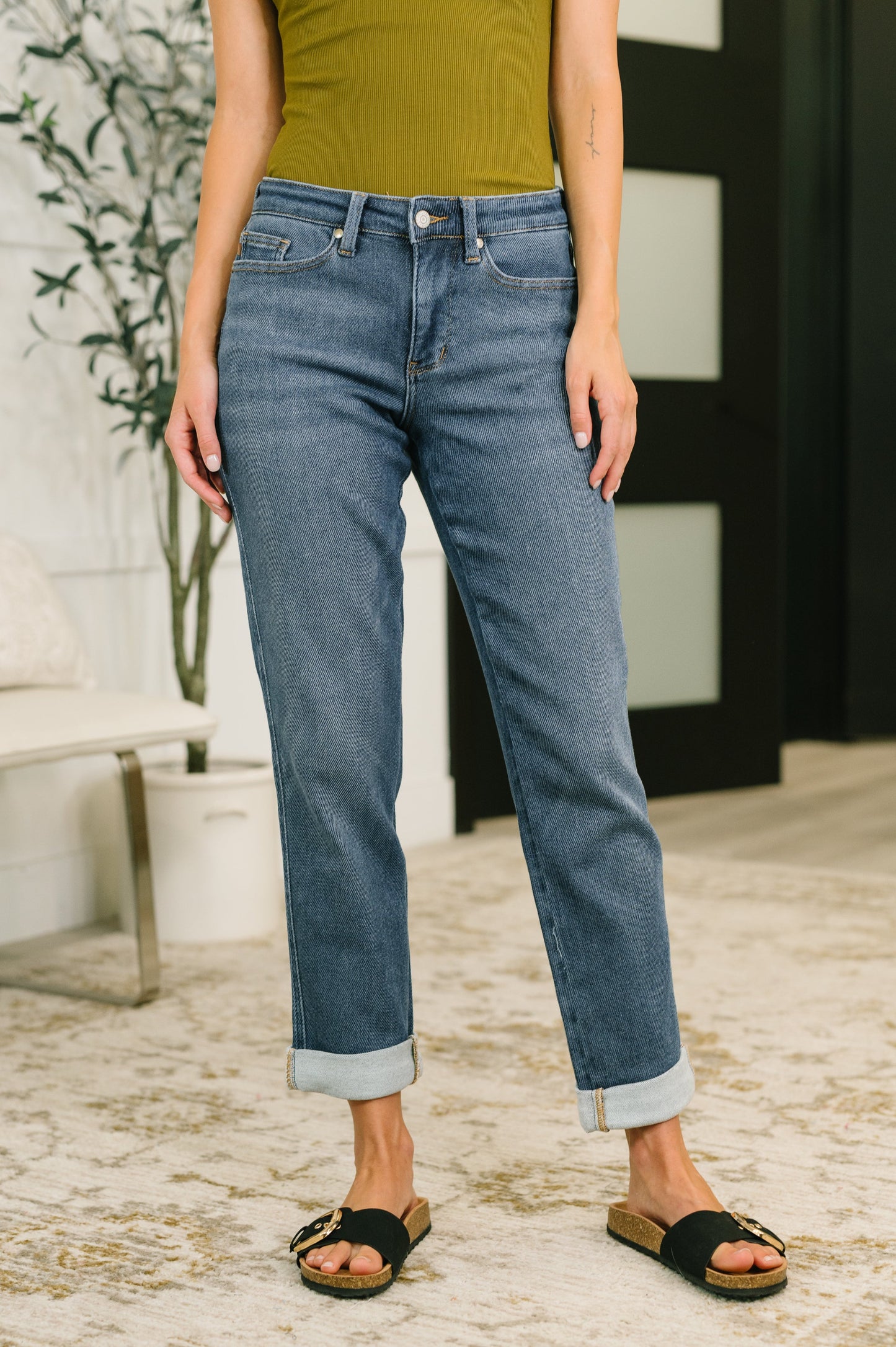 Shane Mid Rise Billie Boyfriend Jean in Dark Cozy Indigo