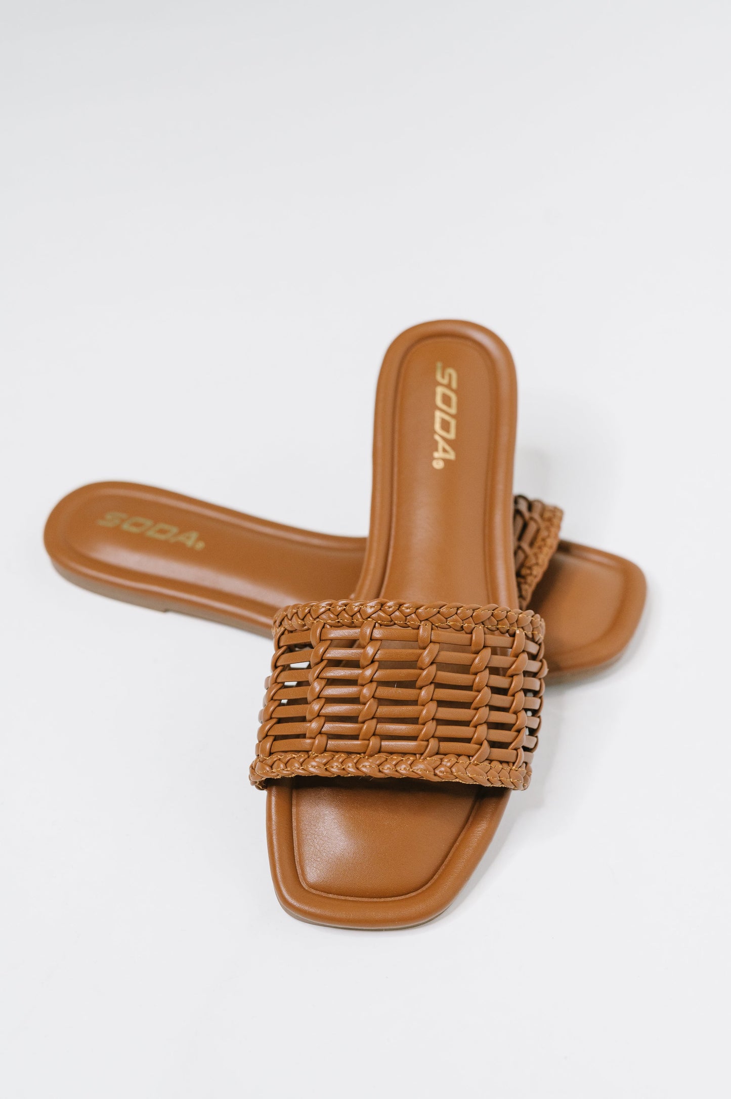 Stair Cognac Woven Slip On Sandal