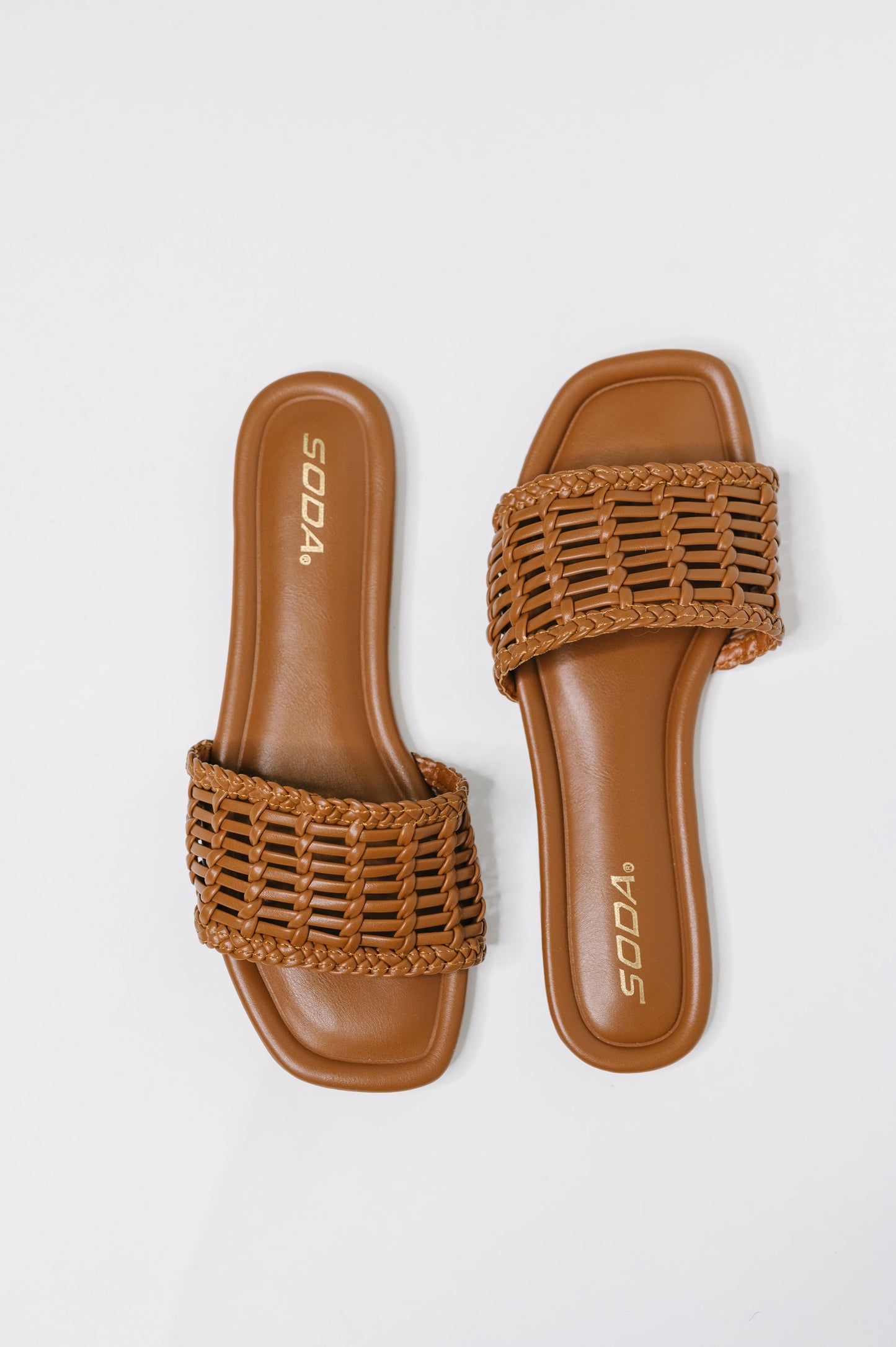 Stair Cognac Woven Slip On Sandal