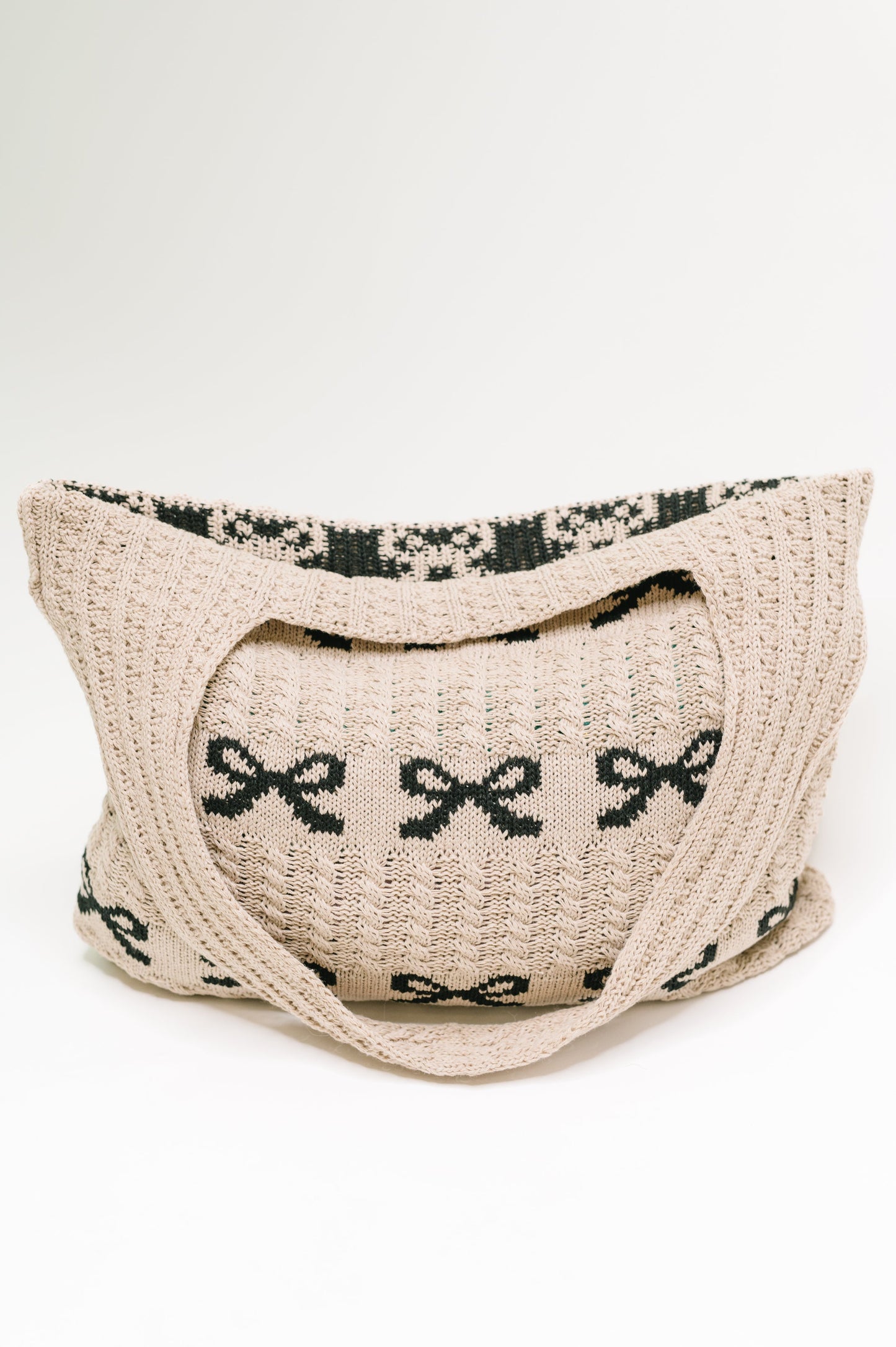 Topped With a Bow Knit Tote Bag