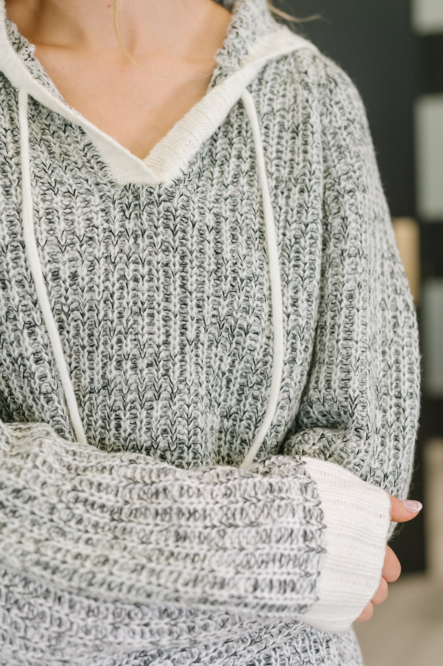 Who Can Live Without it Textured Split Neck Pullover